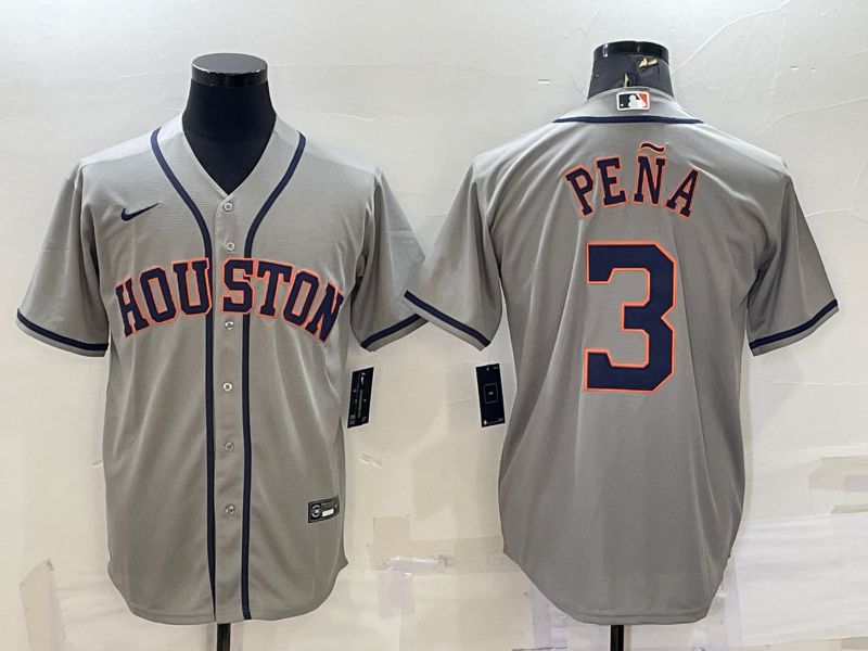 Men Houston Astros #3 Pena Grey Game Nike 2022 MLB Jerseys1